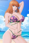 1girl alluring aslind_samure aslindsamure bare_legs big_breasts bikini blue_eyes cleavage daphne_blake hanna-barbera orange_hair pin_up scooby-doo warner_brothers