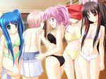 5_girls 5girls animal_ears ass back black_bra black_panties blue_panties bow bow_panties bra breasts cat_ears cleavage defcon_one frilled_bra frilled_panties frills from_behind game_cg green_bra green_panties haganejima_tetsuko hair_ribbon hentai hinoue_kagari inuhiko lace-trimmed_panties leg_lift lingerie long_hair multiple_girls panties ribbon shirt_lift skirt skirt_pull standing suiryuuji_nanami topless tress_ribbon underwear underwear_only undressing white_bra white_panties yellow_panties