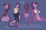 1girl 2021 absurd_res anthro big_ass big_breasts bikini brolaren clothed clothing female_only furry green_eyes high_res markings model_sheet nude purple_body purple_skin reptile ritka_(brolaren) scalie snake solo_female thick_thighs under_boob yellow_markings