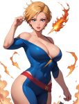 1girl 1girl 2females ai_generated ass blonde_hair captain_marvel cum curvy dat_ass eteeming fat_ass female_only hugging long_hair nude nude thicc thick_thighs thicker_than_a_bowl_of_oatmeal