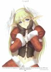 1girl blonde_hair blue_eyes blush christmas_outfit cute elf elwing female_only gloves hentai highres long_hair midriff pointy_ears santa santa_costume sega shining_(series) shining_tears solo_female taka_tony takayuki_tanaka tanaka_takayuki tony_taka