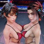 2_girls 3d alluring arena azucena_milagros_ortiz_castillo big_breasts bikini brown_eyes brown_hair brown_skin cleavage filipino_female josie_rizal namco peruvian_female shaddoll_x tekken tekken_7 tekken_8