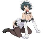  1girl all_fours blush breasts cleavage elbow_gloves garter_belt gloves hentai kizaki kore_ga_watashi_no_goshujin-sama legwear maid sawatari_izumi solo stockings thighhighs 