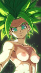 big_breasts blonde_hair green_eyes kefla looking_at_viewer muscle_girl muscular_female nekom14 nipples super_saiyan topless