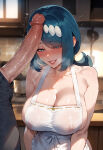 1girl ai_generated lana's_mother naked_apron penis pokemon