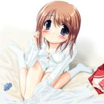 1girl blush footwear hair_down hentai highres komaki_manaka no_bra school_uniform serafuku socks solo tears to_heart_2