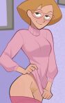 1girl 1girls disney disney_channel glasses jpeg kim_possible lifting_shirt looking_at_viewer milf mrs._stoppable newguy1091 pussy pussy_hair smile smiling_at_viewer undressing