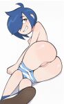 1girl 1girl 1girls 2023 2d ass blue_hair breasts cartoon_network ed,_edd,_'n'_eddy female_only freckles freckles_on_ass freckles_on_face innie_pussy kanker_sisters looking_at_viewer looking_back marie_kanker newguy1091 nipples no_penetration nude panties panties_down presenting_pussy pussy shoes smirk solo_female topless