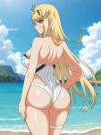 1girl 2024 alluring ass ass_focus background beach beach_background big_breasts blonde_female blonde_hair blonde_hair_female blush detailed_background earring earrings fat_ass female_focus female_only flagman flagman_11 flagman_11_(artist) grin hand_on_leg hand_on_thigh high_res high_resolution jewelry light-skinned_female light_blush light_skin looking_at_viewer looking_back looking_back_at_viewer mythra mythra_(xenoblade) nintendo one-piece_bikini shiny shiny_skin smile smiling_at_viewer solo_female solo_focus sun sunny swimsuit thick_thighs thigh_gap thighs wholesome xenoblade_(series) xenoblade_chronicles_2 yellow_eyes