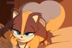 1girl 3:2 anthro ass ass_up badger bed bedroom_eyes big_ass clothed clothing digital_drawing_(artwork) digital_media_(artwork) female finger_in_mouth furniture looking_at_viewer mammal mustelid musteline narrowed_eyes seductive sega skimpy smile solo sonic_boom sonic_the_hedgehog_(series) sticks_the_jungle_badger zaviel