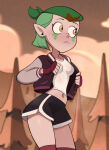 1girl 1girls amity_blight fingerless_gloves green_hair legwear light-skinned_female newguy1091 short_shorts shorts socks sportswear sweaty tagme the_owl_house thighs yellow_eyes