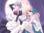 4:3_aspect_ratio blonde_hair maid megane moon original original_character short_hair suigetsu thighhighs wallpaper