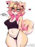 1girl 1girl 1girl 2024 anthro aska_(anakoluth) big_breasts black_camisole black_panties black_underwear blonde_hair blue_eyes blush breasts camisole canid canine canis catniplewds clothed clothing conditional_dnp cropped_tank_top digital_drawing_(artwork) digital_media_(artwork) domestic_dog ear_piercing earrings female_only fluffy_tail fur furry high_res looking_away mammal medium_hair midriff navel nipple_outline portrait solo_female solo_focus tan_body tan_fur tank_top thick_thighs thong two_tone_hair two_tone_tail underwear wide_hips