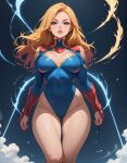 1girl 1girl 2females ai_generated ass blonde_hair captain_marvel cum curvy dat_ass eteeming fat_ass female_only hugging long_hair nude nude thicc thick_thighs thicker_than_a_bowl_of_oatmeal