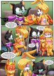 1boy 2girls anthro antoine_d'coolette balls bbmbbf bunnie_rabbot comic ebony_the_cat erection how_many_times_per_day_(comic) male mobius_unleashed palcomix penis sega sonic_the_hedgehog_(series)