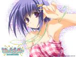  2005 armpits bangle blue_hair bracelet comic_party haga_reiko hentai jewelry necklace purple_eyes wallpaper 