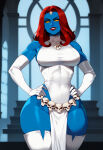 ai_generated blue_skin marvel marvel_comics mutant_(marvel) mystique red_hair x-men yellow_eyes