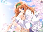  1girl amakase_miharu bandaid blue_eyes cherry_blossoms da_capo da_capo_i hairband hentai long_hair orange_hair petals school_uniform seifuku serafuku solo summer suzuhira_hiro wallpaper 