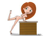 1girl 1girl ass disney disney_channel female_only green_eyes helix human kim_possible kimberly_ann_possible lips lipstick orange_hair pussy sideboob white_background