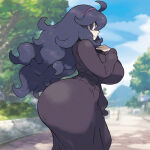 1girl big_breasts bubble_butt fat_ass goth goth_girl hex_maniac hourglass_figure huge_ass looking_at_viewer nintendo pokemon side_view sideboob thick_thighs wide_hips