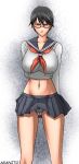  aganito big_breasts black_hair bleach blue_eyes breasts erect_nipples glasses hair lisa_yadomaru mature nipples panties pussy school_uniform 