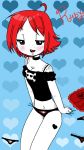  black_eyes blush cleavage freckles hair heart mole panties printed_panties red_hair ruby_gloom ruby_gloom_(character) short_hair smile underwear 