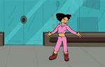 amy_wong animated big_breasts black_eyes black_hair breast_expansion breasts funny futurama gif gun nipples short_hair topless torn_clothes torn_clothing weapon