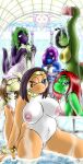 bath bathing bbw big_breasts breasts collar dark_blue_yoshi drxii female furry green_yoshi jewelry looking_at_viewer mario_(series) nintendo nipples non-mammal_breasts nude orange_yoshi pacifica piercing purple_yoshi scalie super_mario_bros. water wet yellow_yoshi yoshi_(species) yoshiyuke