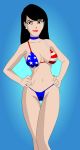 4th_of_july american_flag_bikini bikini black_hair breasts cleavage dc dc_comics dcau earring hair lipstick lois_lane long_hair nipples print_bikini red_lipstick skinny smile solo superman:_the_animated_series superman_(series)