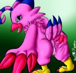 avian bird biyomon digimon pink_fur presenting