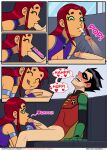 after_fellatio beast_boy comic dc_comics dick_grayson emotion_sickness_(teen_titans) fellatio incognitymous_(artist) kissing_penis koriand'r nipples nude rachel_roth raven_(dc) robin starfire tagme teen_titans