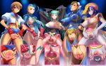 5girls adjusting_hair ahoge antenna_hair anus bat_print bat_wings belt big_breasts blonde_hair blue_eyes blush bodypaint bracelet braid breasts brown_eyes bun_cover buruma cammy_white capcom censored cervix chun-li cleavage cleavage_cutout clitoris close-up cosine crossover darkstalkers demon_girl double_bun earrings erect_clitoris erect_nipples female fingerless_gloves flat_chest gaping garrison_cap gloves green_hair grey_skin hair hair_held_back hand_on_hip hat head_wings headband headgear heart highres hips hsien-ko huge_breasts huge_clitoris inverted_nipples jewelry jiangshi labia_clamps large_breasts lei_lei lineup long_hair midriff morrigan_aensland multiple_girls navel nipple_slip nipples no_bra no_panties ofuda open_for_all orange_hair panties pantyhose pantyshot pelvic_curtain print_legwear purple_hair pussy pussy_clamp red_eyes sakura_kasugano school_uniform serafuku short_hair skirt skirt_lift small_breasts smile spiked_bracelet spikes spread_pussy street_fighter succubus torn_clothes torn_pantyhose turtleneck underwear vampire_(game) very_long_hair wallpaper wings