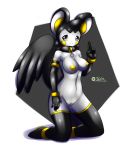 anthro belly breasts emolga female_only full_body grey_eyes looking_at_viewer midriff mn_xenx mn_xenx_(artist) mnxenx001 navel nipples nude pokemon pokemorph pussy stockings yellow_nipples