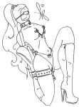  bdsm bells bondage boots collar hood kalahee_(artist) monochrome nipples pussy 