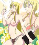  bapio blonde_hair bra breasts erect_nipples highschool_of_the_dead huge_breasts large_breasts lingerie long_hair marikawa_shizuka nipples panties school_nurse shizuka_marikawa syringe topless uncensored underwear zoom_layer 