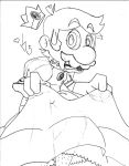  cross-dressing crown dress kalahee_(artist) mario mario_(series) monochrome nintendo princess_peach_(cosplay) sketch 