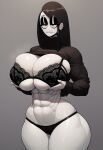  abs ai_generated black_and_white black_hair bored bra goth goth_girl grabbing_own_breast huge_breasts long_hair pale_skin panties pierced_ears piercing semi_nude stable_diffusion sweater thick_thighs turtleneck underwear white_skin 