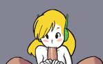  1boy 1girl aliasing animated animated_gif bangs blonde_hair blush blush_stickers cave_story curly_brace doukutsu_monogatari erection fellatio gif grey_background long_hair noill oral penis pov_eye_contact simple_background uncensored white_skin 