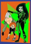 archangemon ass ass_crack disney green_eyes green_hair green_skin hanging_wedgie kim_possible kimberly_ann_possible long_hair orange_hair panties shego smile underwear wedgie