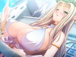  blonde_hair celestine_lucullus goddess green_eyes hikage_eiji huge_breasts kuroinu_~kedakaki_seijo_wa_hakudaku_ni_somaru~ outside 