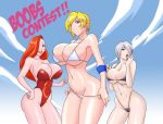 3girls big_breasts bikini breasts crossover dc_comics disney highleg_swimsuit huge_breasts isabella_valentine jessica_rabbit power_girl soul_calibur tagme who_framed_roger_rabbit