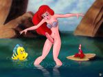 blue_eyes blush bottomless dickgirl_princesses disney erection flounder futanari penis princess_ariel pussy red_hair sebastian the_little_mermaid uncensored zandersnazz