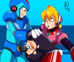 alia_(rockman) big_ass black_pants blue_eyes mega_man mega_man_x penis reploid yellow_hair