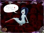 1girl adventure_time amigodan ass blue_hair boots female_only halloween jack-o'-lantern long_hair looking_back marceline monster nude pale_skin solo_female