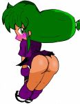  anus ass bigbootyinc blush bottomless ganbare_goemon green_eyes green_hair hairless_pussy looking_back pussy uncensored yae 