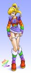 blonde_hair blue_eyes catthouse hairless_pussy highres oni_(artist) panties panty_pull pussy rainbow_brite rainbow_brite_(character) socks stockings thighhighs uncensored white_panties