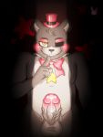 animatronic anthro bear big_penis bow_tie bowtie closet five_nights_at_freddy's five_nights_at_freddy's:_pizzeria_simulator fluffy freddy_(fnaf) furry grin hornybunnyxxxx humanoid_penis lefty_(fnaf) looking_at_viewer male male_only multicolored_body precum precum_drip red_bowtie simple_background solo thick_penis thick_thighs top_hat veiny_penis yaoi yellow_eyes