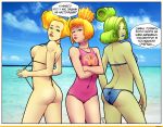 3_girls 3girls ass female female_only looking_at_viewer mostly_nude russian_text shpulya simka speech_bubbles standing swimsuit text the_fixies verta