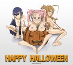 3_girls 3girls big_breasts blush breasts erect_nipples female_only gakuen_mokushiroku:_highschool_of_the_dead glasses halloween happy_halloween highschool_of_the_dead jack-o'-lantern looking_at_viewer naughty nipples nude paizuri pumpkin rei_miyamoto saeko_busujima saya_takagi spread_legs uncensored