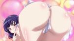 1girl apron ass ass_focus big_ass blue_hair curvy naughty screencap seikon_no_qwaser tomo_yamanobe yamanobe_tomo